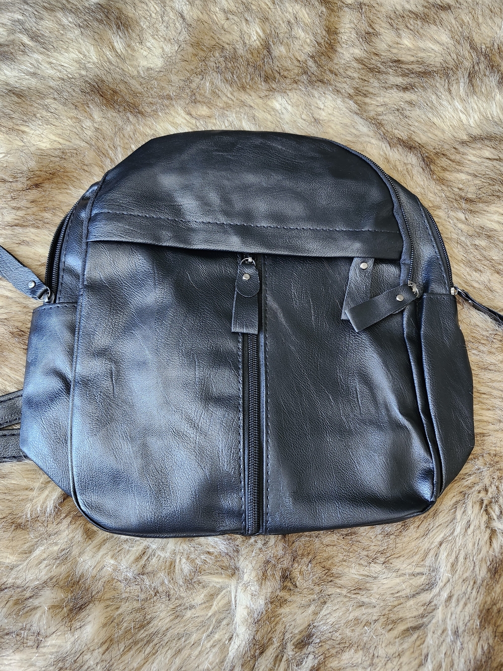 Women's Black Leather Backpack - Classic Minimalist Design